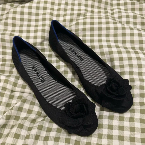 Rothy's Women’s Petal Square Black Flats Size 8.5 Like New - Picture 3 of 7